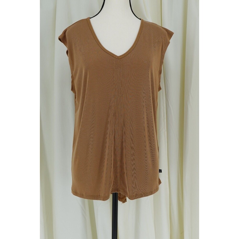 Jessica Simpson Women's Active V-Neck Sleeveless Brown Tunic Blouse Size Large